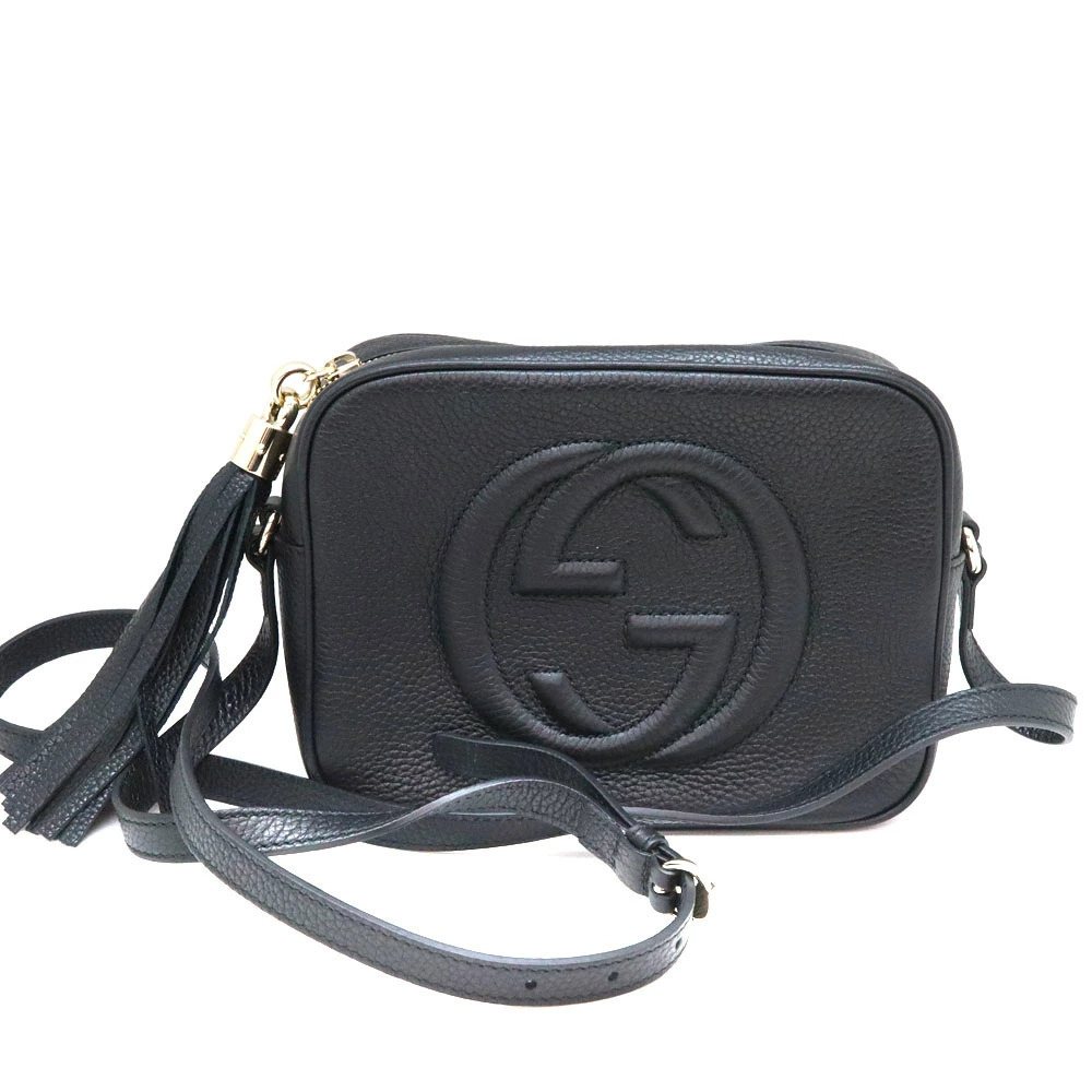 Gucci Soho Disco pebbled leather bag interlocking GG logo Black